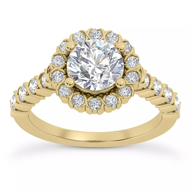 18K Yellow Gold Lovi XO Halo Engagement Ring