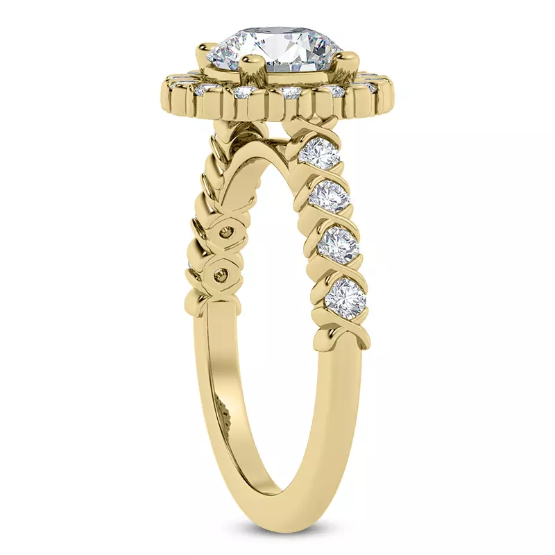 18K Yellow Gold Lovi XO Halo Engagement Ring
