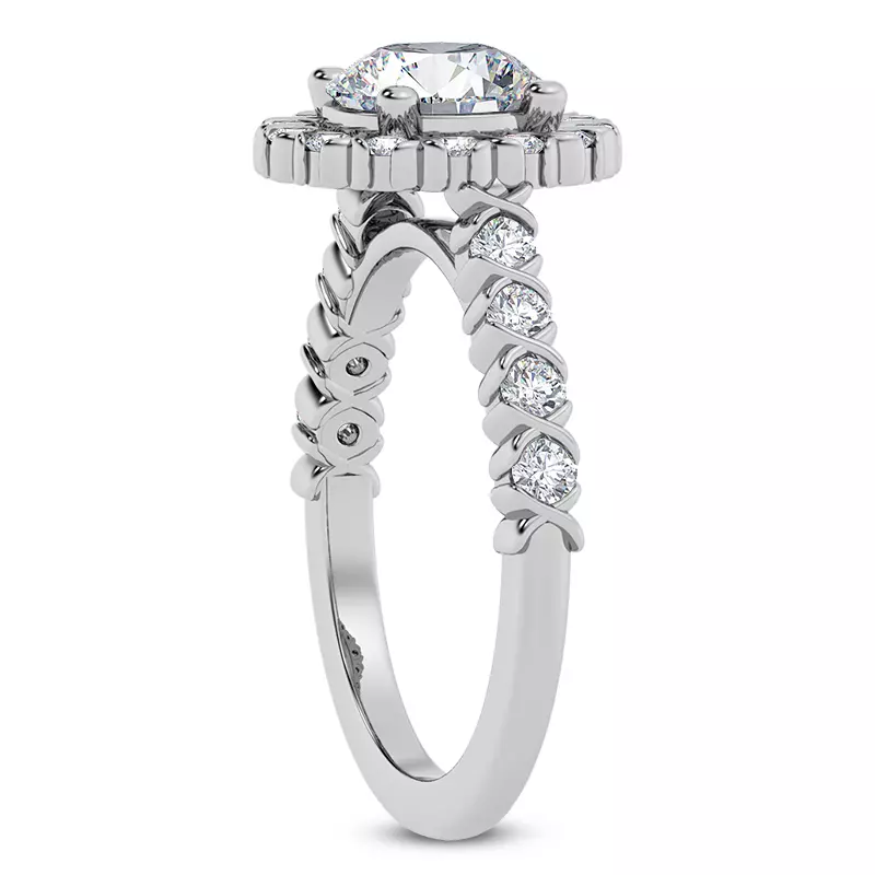 Platinum Lovi XO Halo Engagement Ring