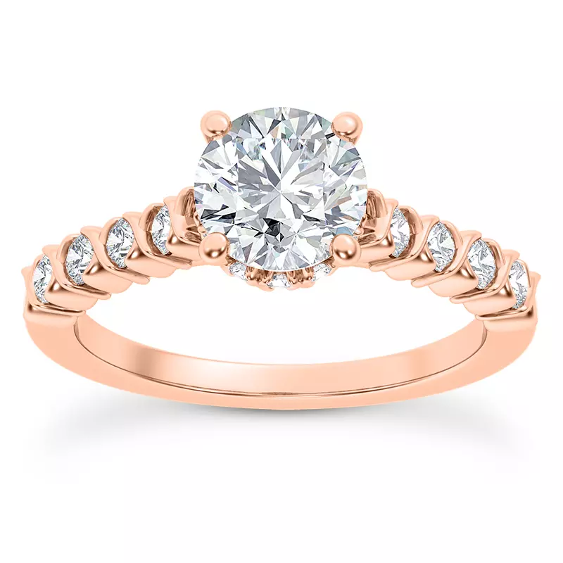 14K Rose Gold Rave XO Hidden Halo Engagement Ring