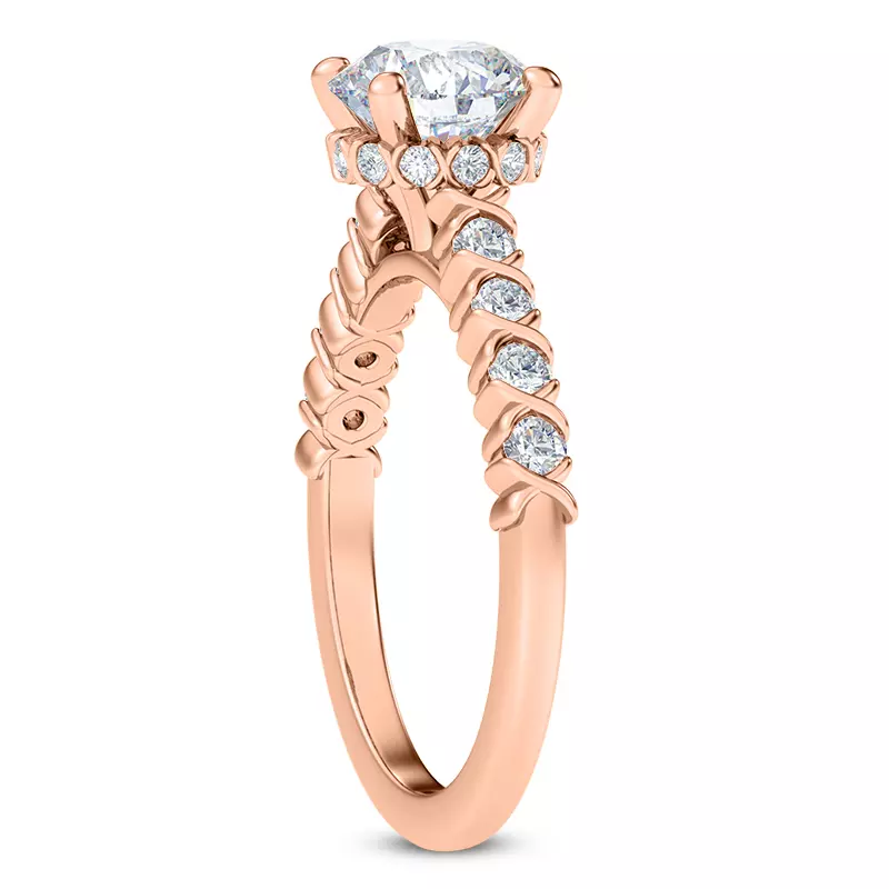 14K Rose Gold Rave XO Hidden Halo Engagement Ring
