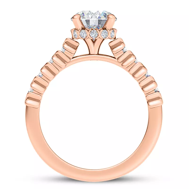 14K Rose Gold Rave XO Hidden Halo Engagement Ring