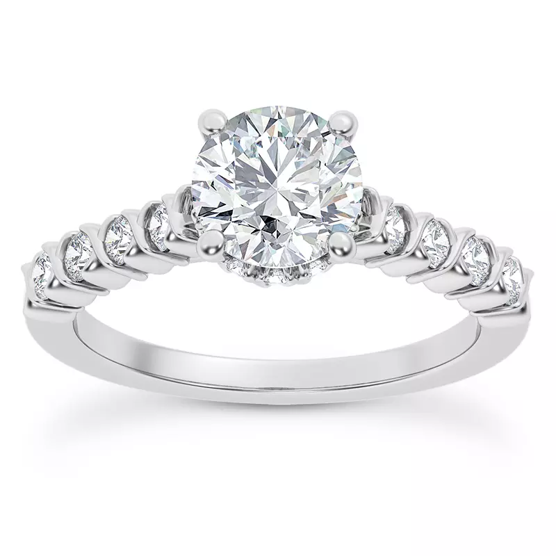 18K White Gold Rave XO Hidden Halo Engagement Ring