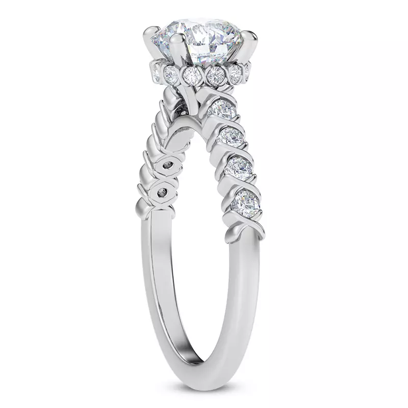 18K White Gold Rave XO Hidden Halo Engagement Ring