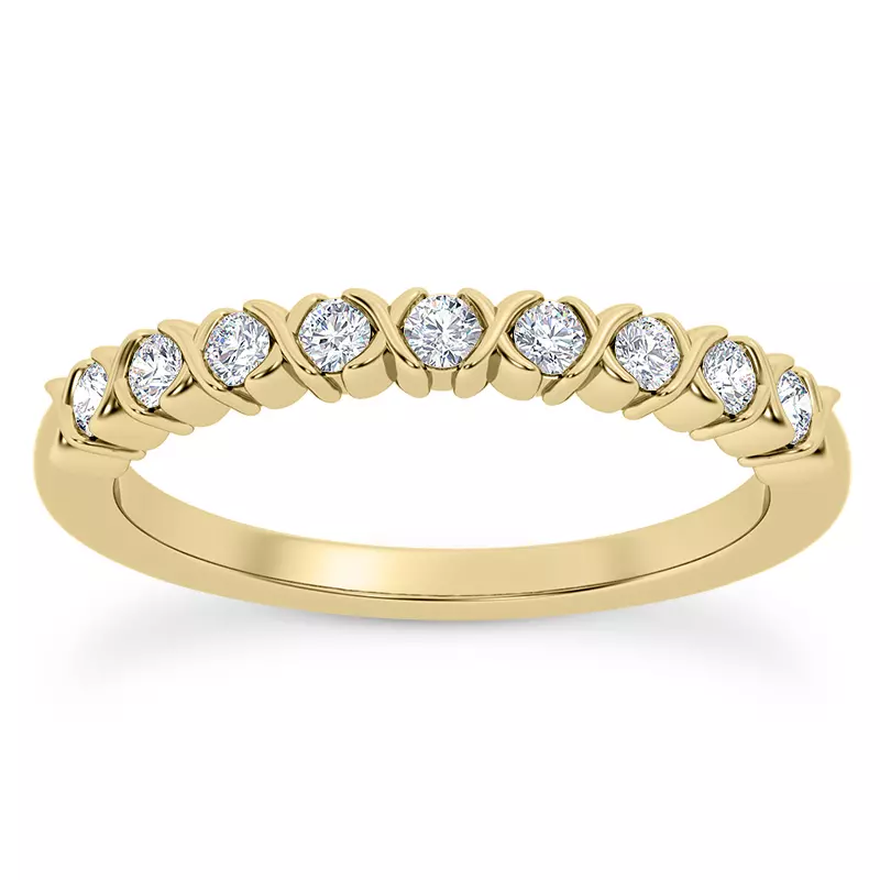 14K Yellow Gold Lucia XO Diamond Band