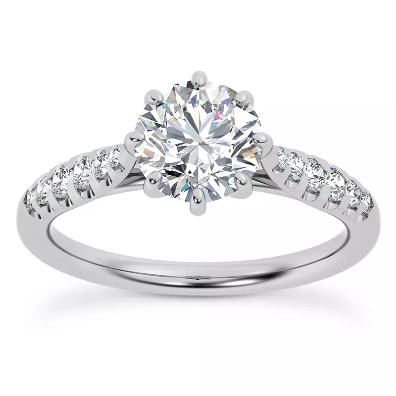 14K White Gold Pau 8 Prong Engagement Ring