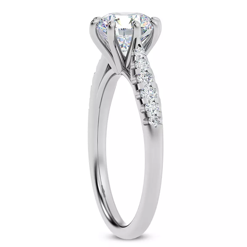 14K White Gold Pau 8 Prong Engagement Ring