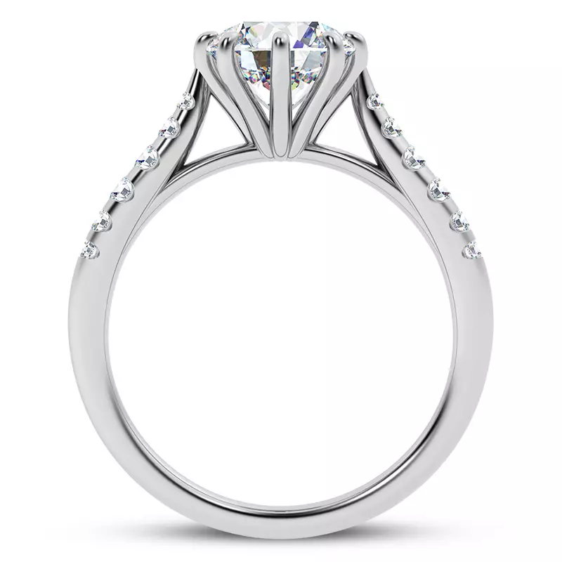 14K White Gold Pau 8 Prong Engagement Ring
