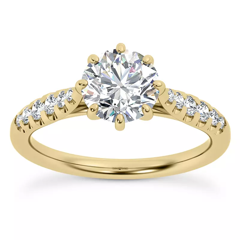 14K Yellow Gold Pau 8 Prong Engagement Ring