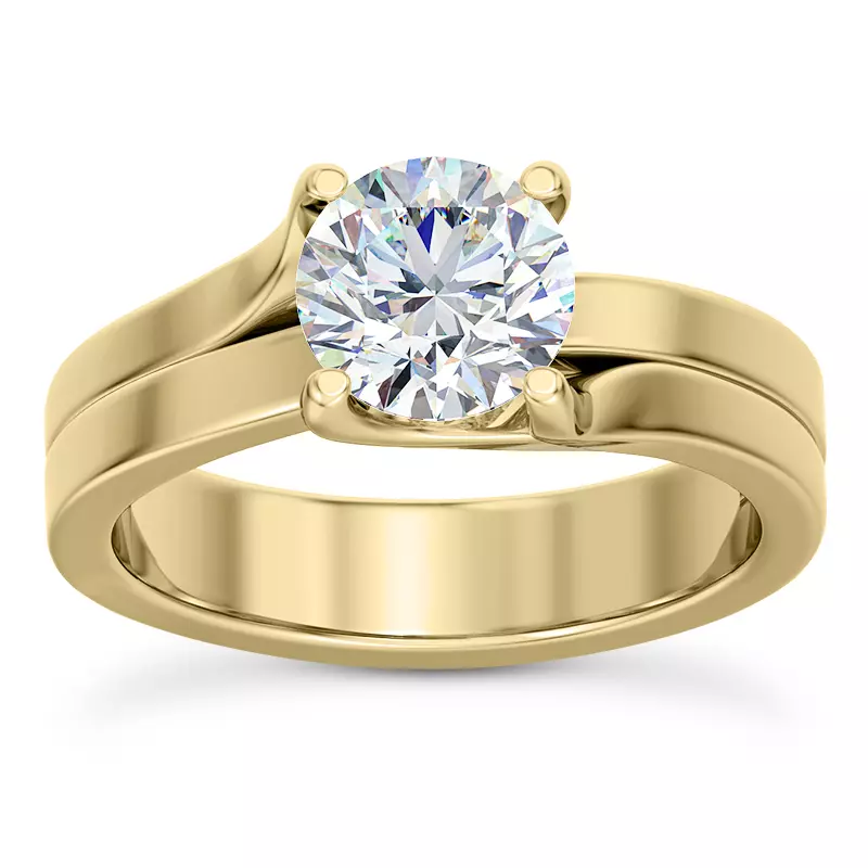 14K Yellow Gold Bleeker Wishbone Solitaire Ring