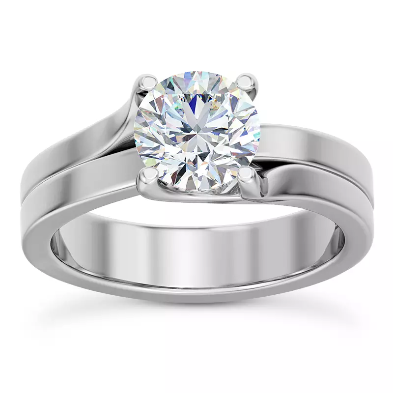 18K White Gold Bleeker Wishbone Solitaire Ring