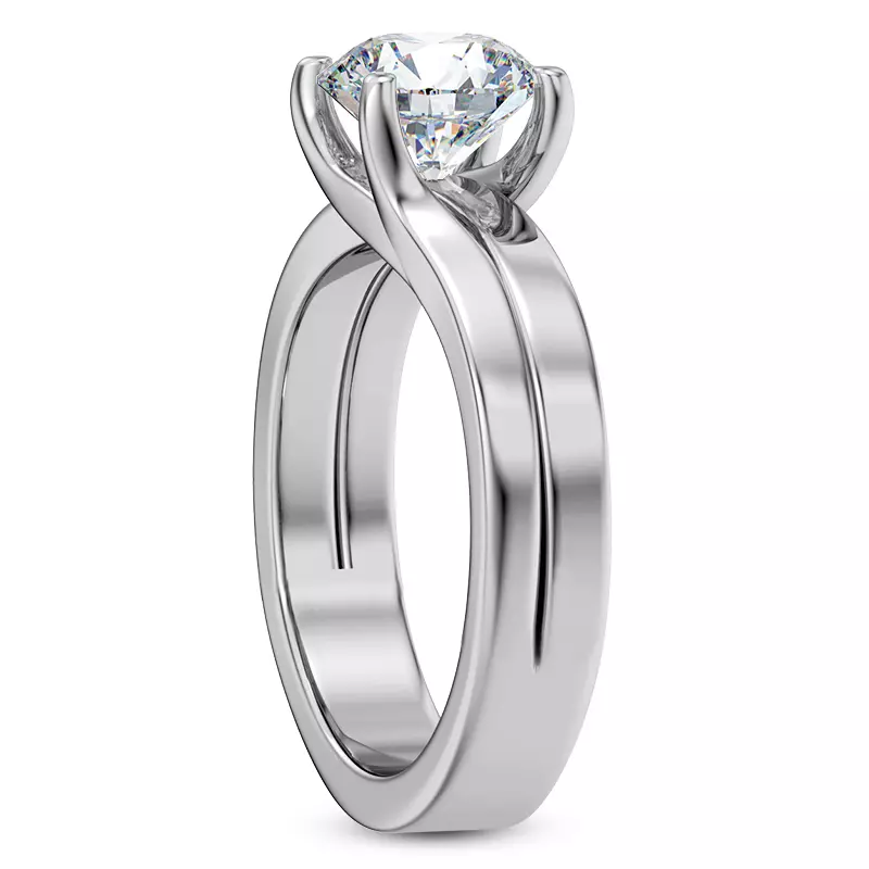 18K White Gold Bleeker Wishbone Solitaire Ring