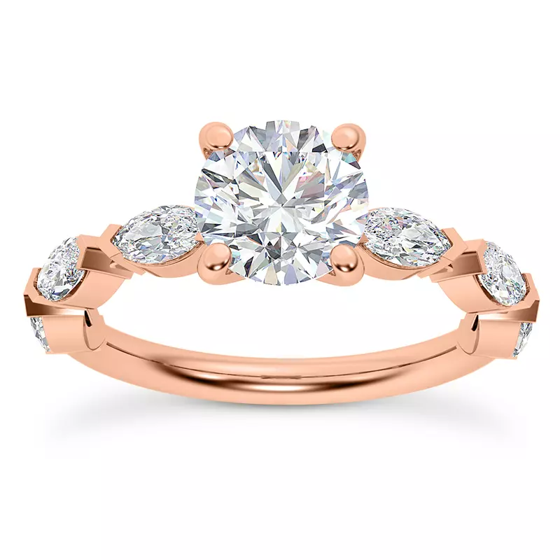 14K Rose Gold Pala Marquise Lab Engagement Ring