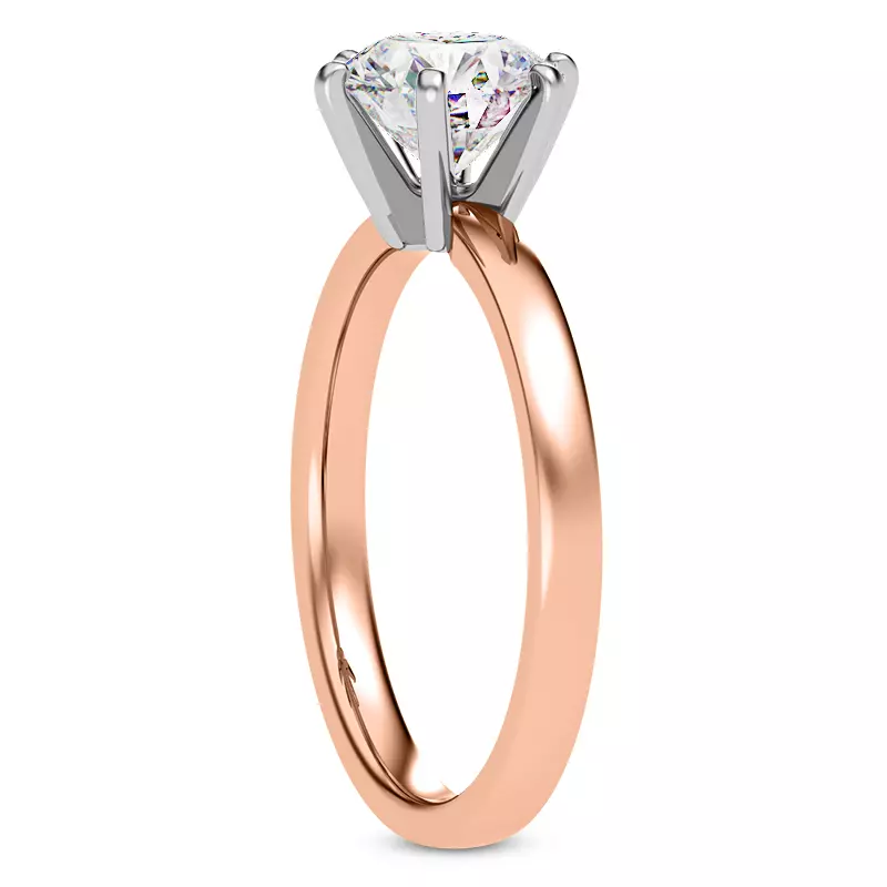 14K Rose Gold Boda Six Prong 1.5mm Comfort Fit Engagement Ring