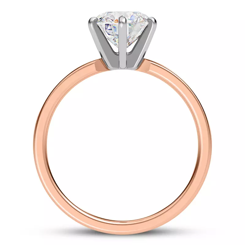 14K Rose Gold Boda Six Prong 1.5mm Comfort Fit Engagement Ring