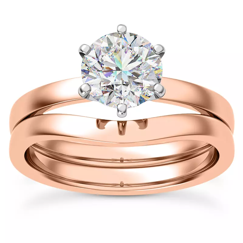 14K Rose Gold Boda Six Prong 1.5mm Comfort Fit Engagement Ring