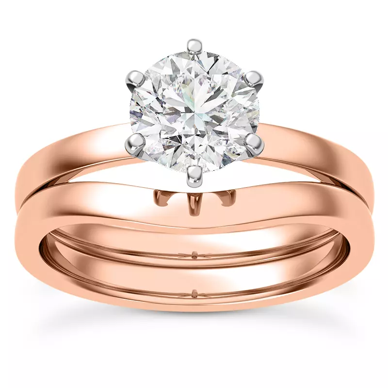 14K Rose Gold Boda Six Prong 1.5mm Comfort Fit Engagement Ring
