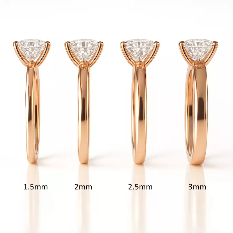14K Rose Gold Boda Six Prong 1.5mm Comfort Fit Engagement Ring