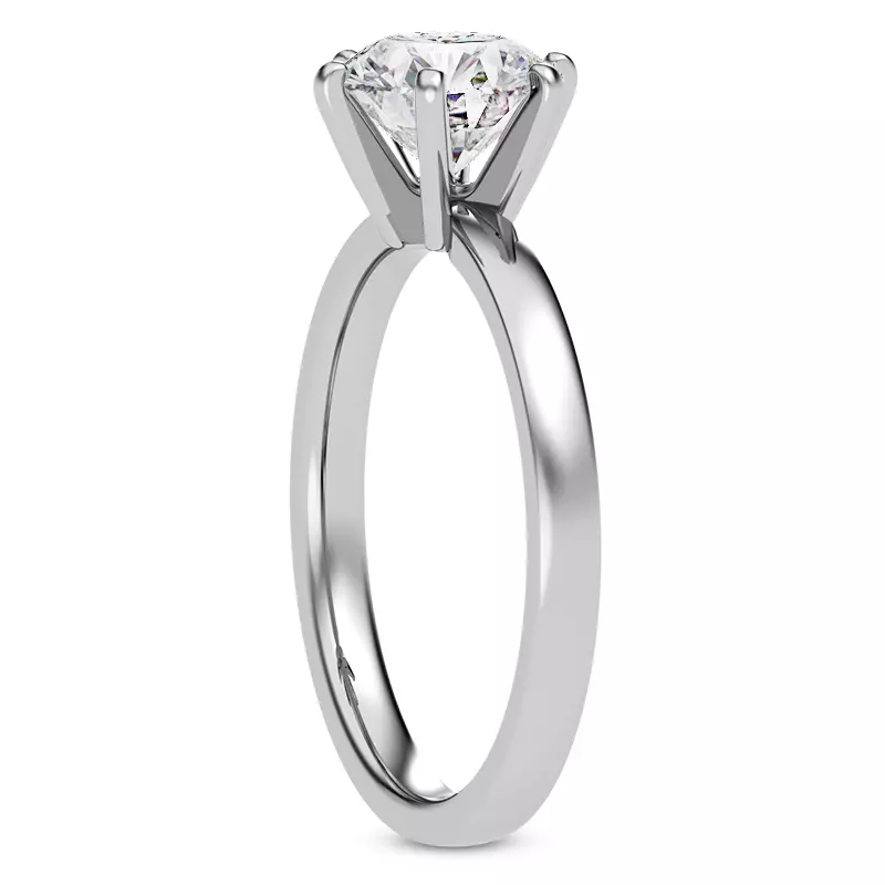 18K White Gold Boda Six Prong 1.5mm Comfort Fit Engagement Ring