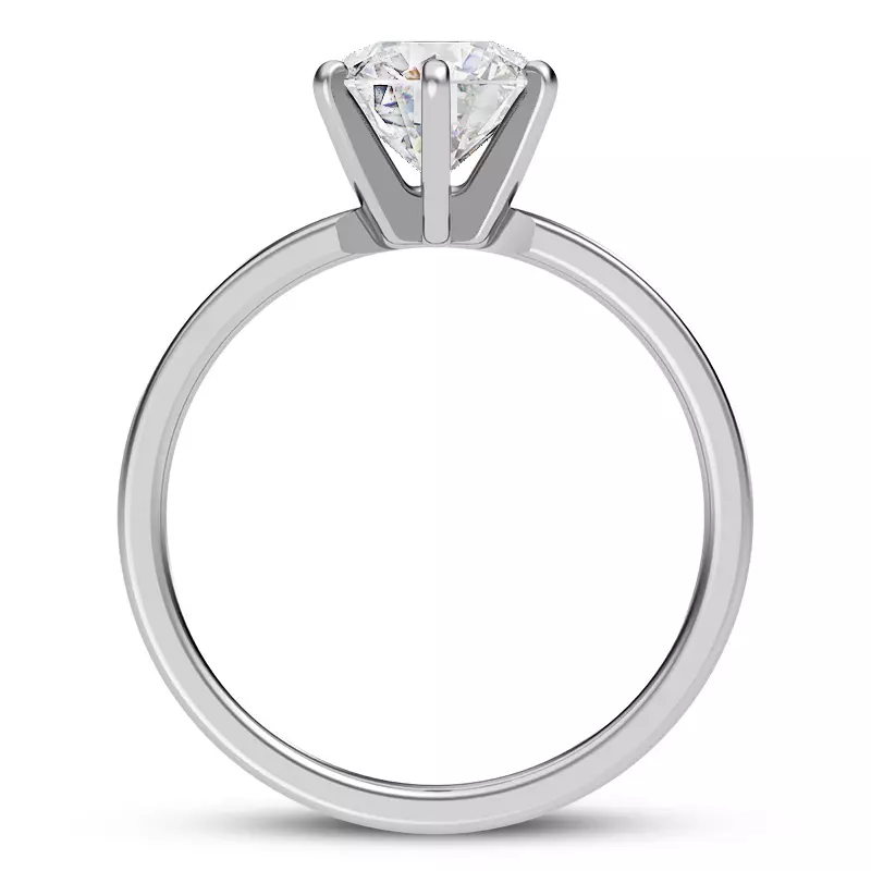 18K White Gold Boda Six Prong 1.5mm Comfort Fit Engagement Ring