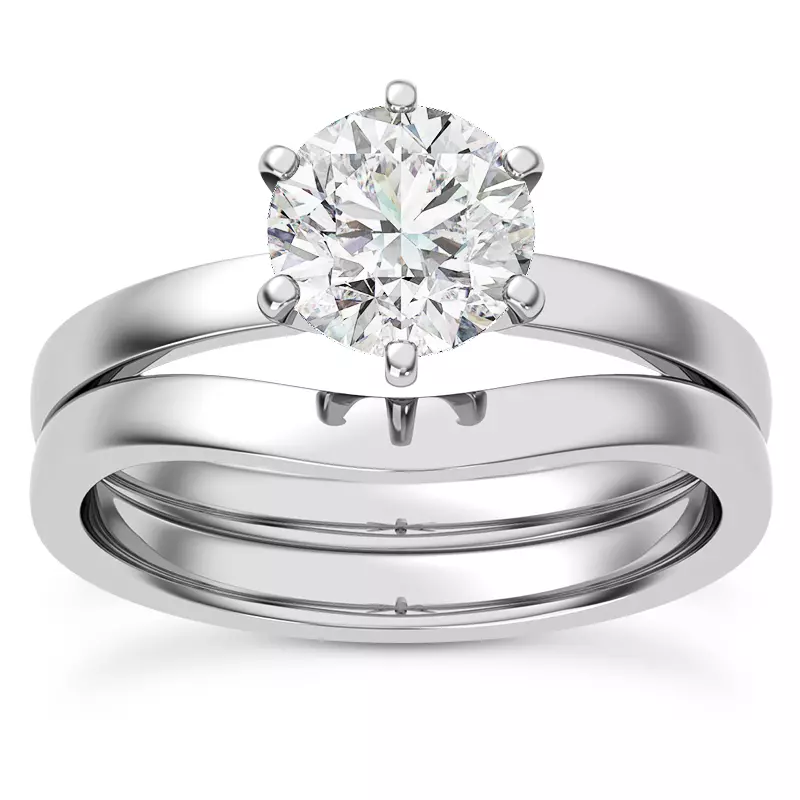 18K White Gold Boda Six Prong 1.5mm Comfort Fit Engagement Ring