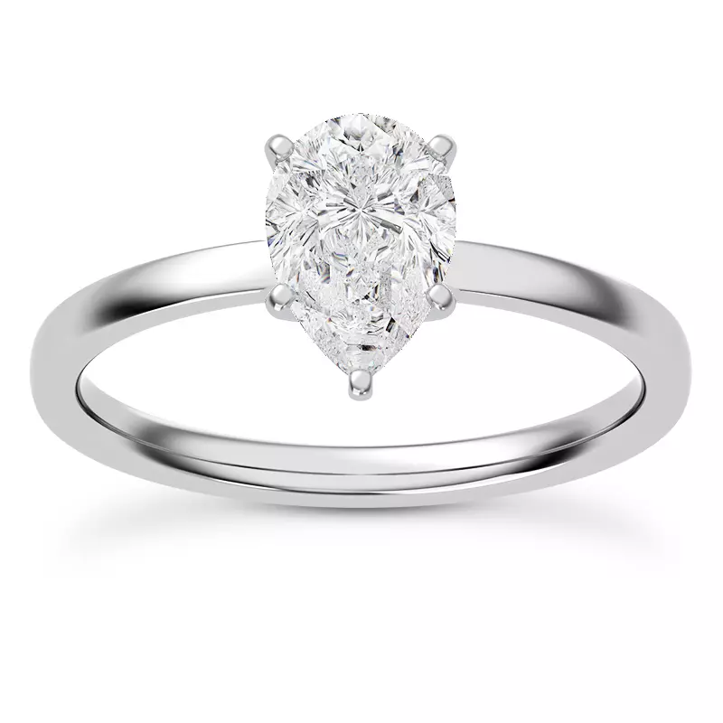 18K White Gold Boda Six Prong 1.5mm Comfort Fit Engagement Ring
