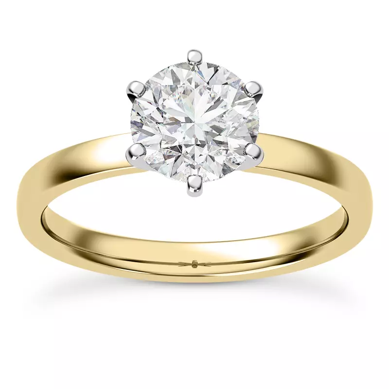 18K Yellow Gold Boda Six Prong 1.5mm Comfort Fit Engagement Ring