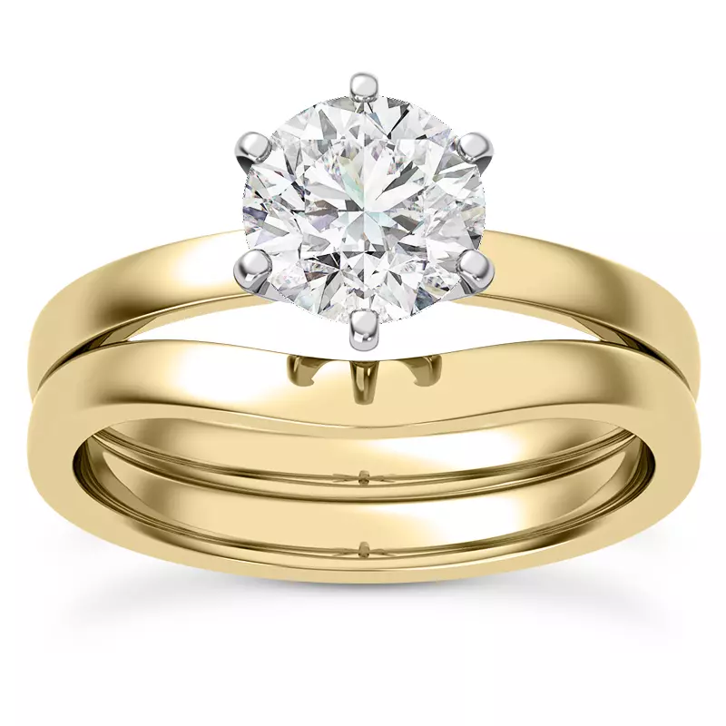 18K Yellow Gold Boda Six Prong 1.5mm Comfort Fit Engagement Ring