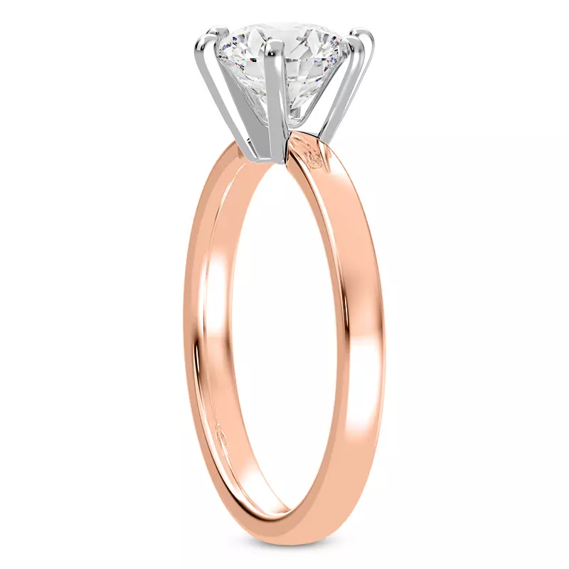 14K Rose Gold Boda Six Prong 2mm Comfort Fit Engagement Ring