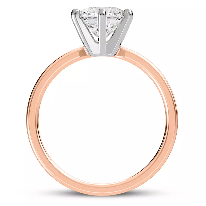 14K Rose Gold Boda Six Prong 2mm Comfort Fit Engagement Ring