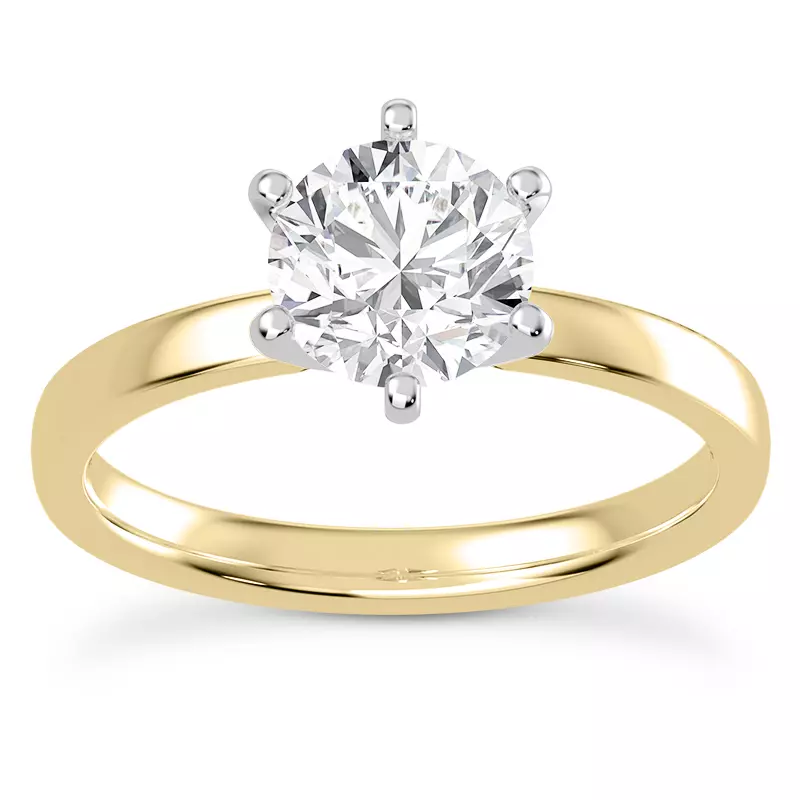 14K Yellow Gold Boda Six Prong 2mm Comfort Fit Engagement Ring