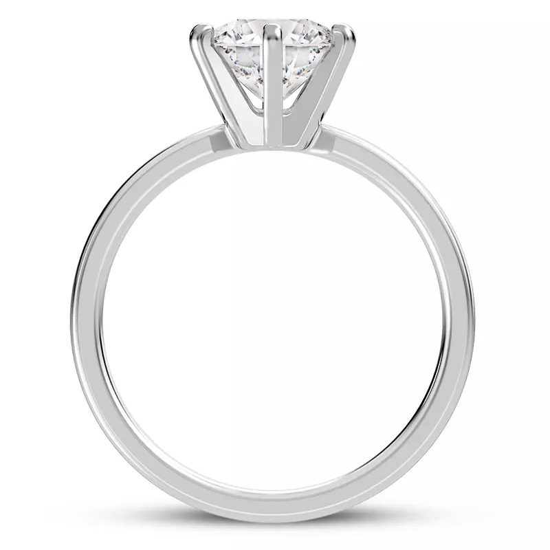 18K White Gold Boda Six Prong 2mm Comfort Fit Engagement Ring
