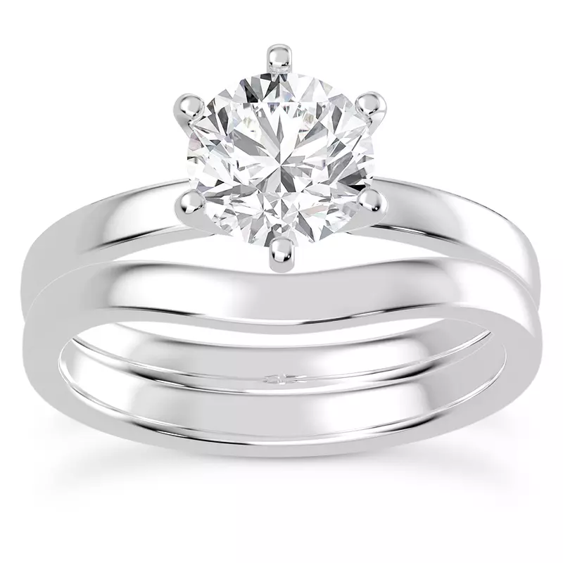 18K White Gold Boda Six Prong 2mm Comfort Fit Engagement Ring