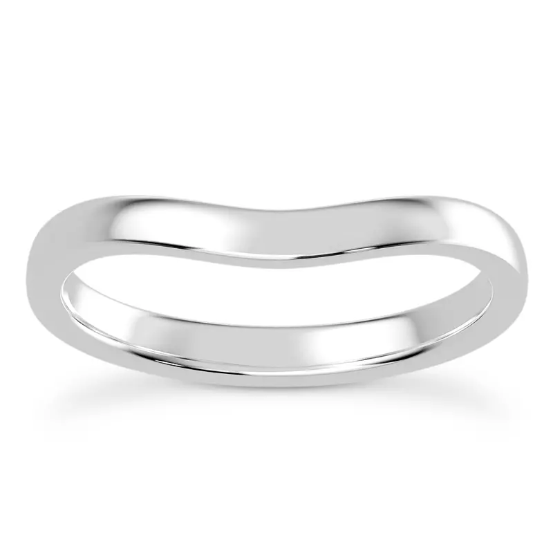 14K White Gold Boda 2mm Curved Band