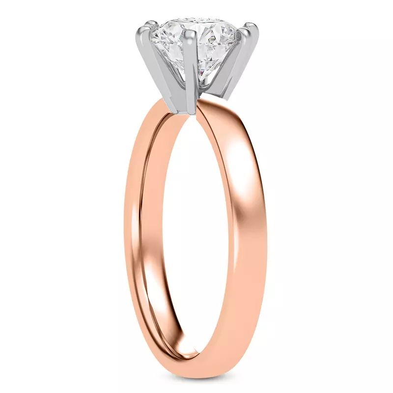 14K Rose Gold Boda Six Prong 2.5mm Comfort Fit Engagement ring