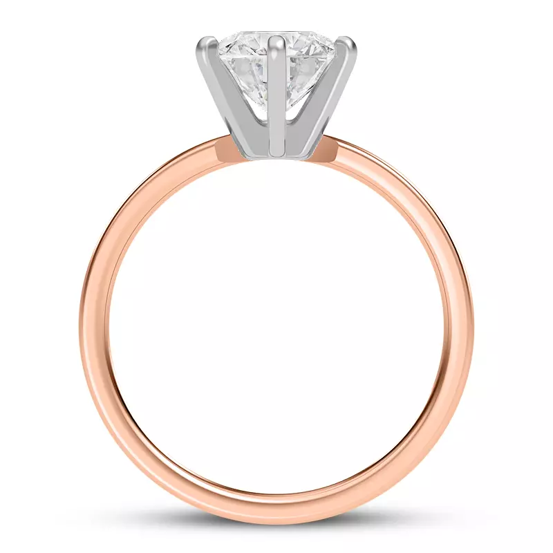 14K Rose Gold Boda Six Prong 2.5mm Comfort Fit Engagement ring