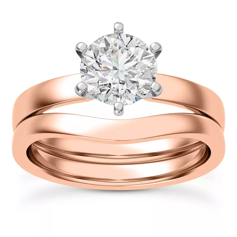 14K Rose Gold Boda Six Prong 2.5mm Comfort Fit Engagement ring