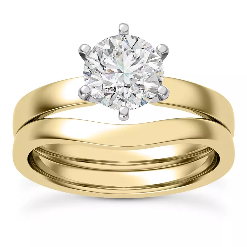 14K Yellow Gold Boda Six Prong 2.5mm Comfort Fit Engagement ring