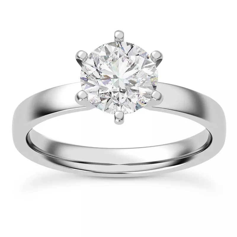 Platinum Boda Six Prong 2.5mm Comfort Fit Engagement ring