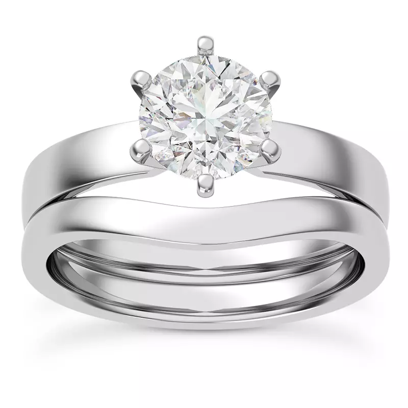 Platinum Boda Six Prong 3mm Comfort Fit Engagement Ring