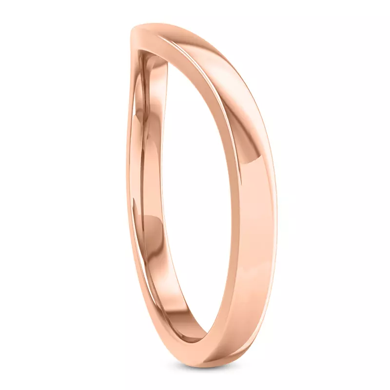 14K Rose Gold Boda  2mm Curved Band