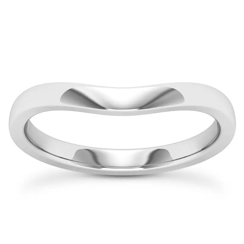 14K White Gold Boda  2mm Curved Band