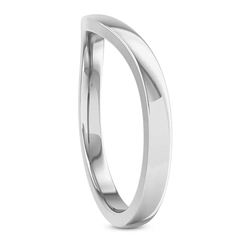 14K White Gold Boda  2mm Curved Band
