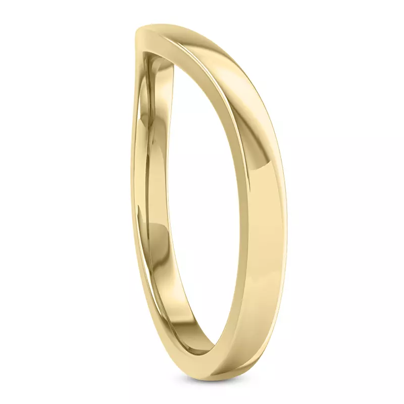 14K Yellow Gold Boda  2mm Curved Band