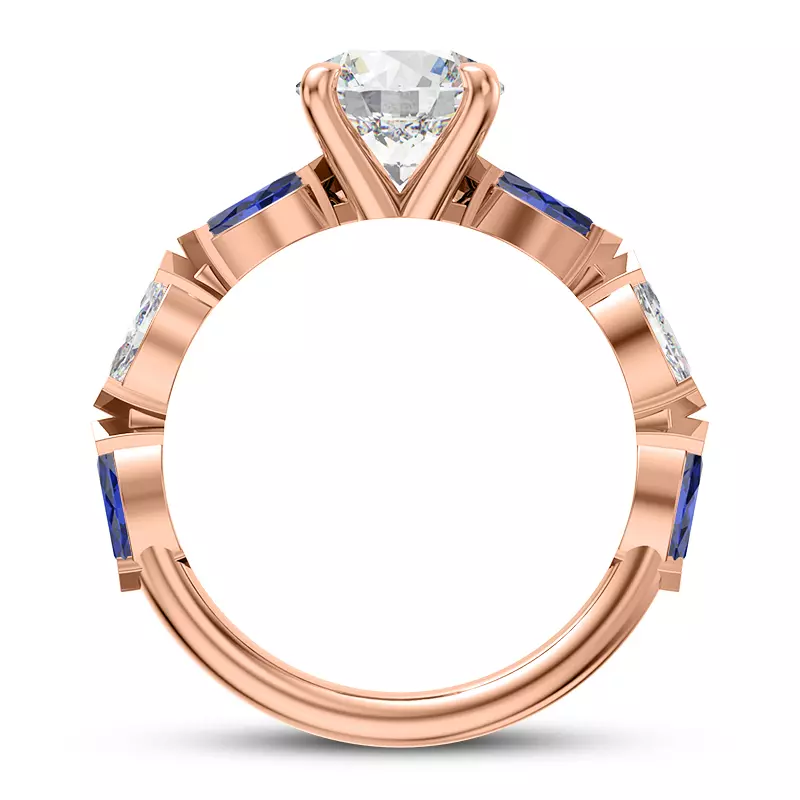 14K Rose Gold Ocean Sapphire And Diamond Engagement Ring