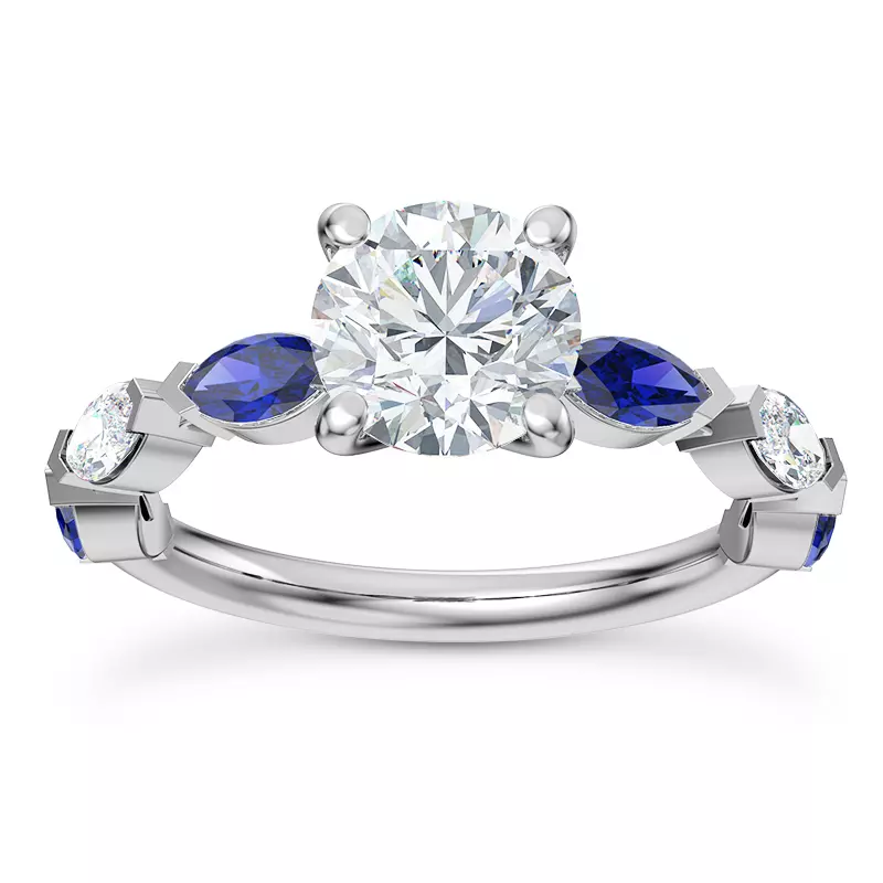 Platinum Ocean Sapphire And Diamond Engagement Ring