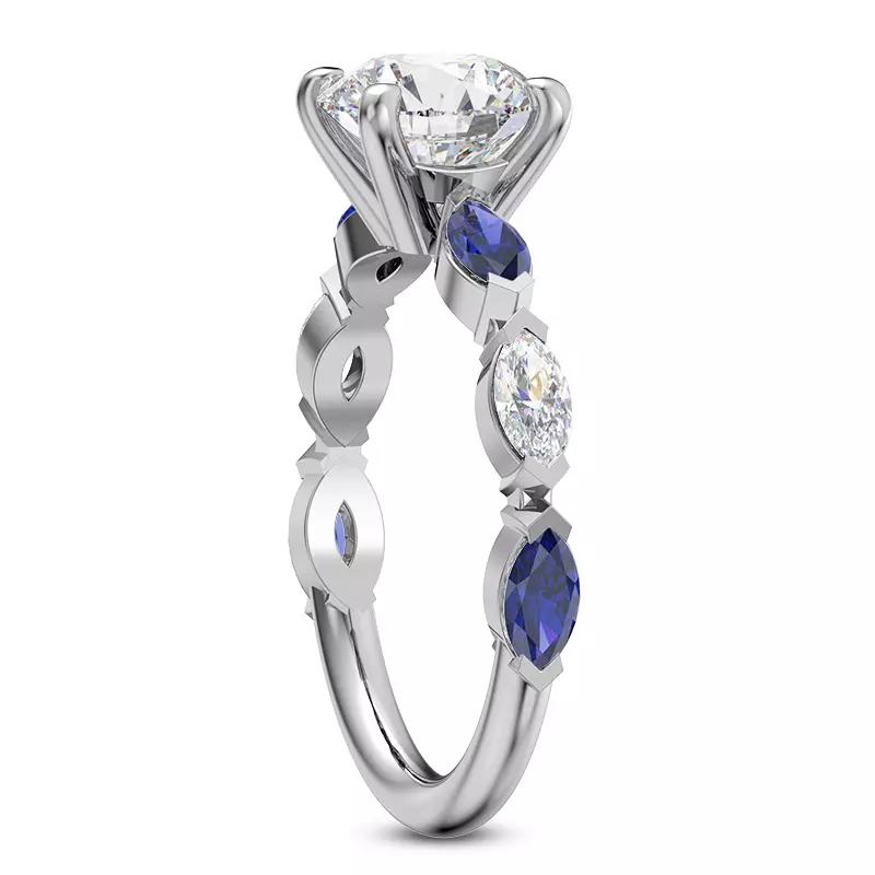 Platinum Ocean Sapphire And Diamond Engagement Ring