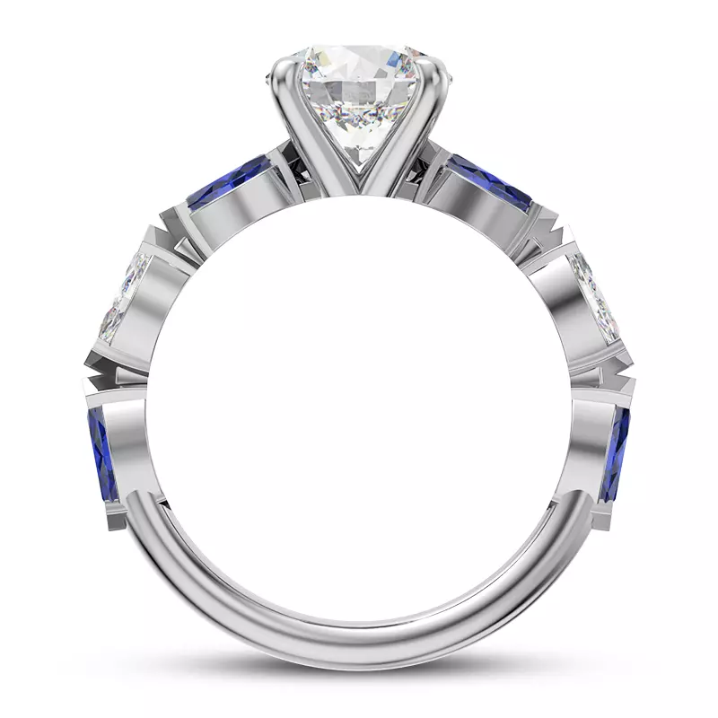 Platinum Ocean Sapphire And Diamond Engagement Ring