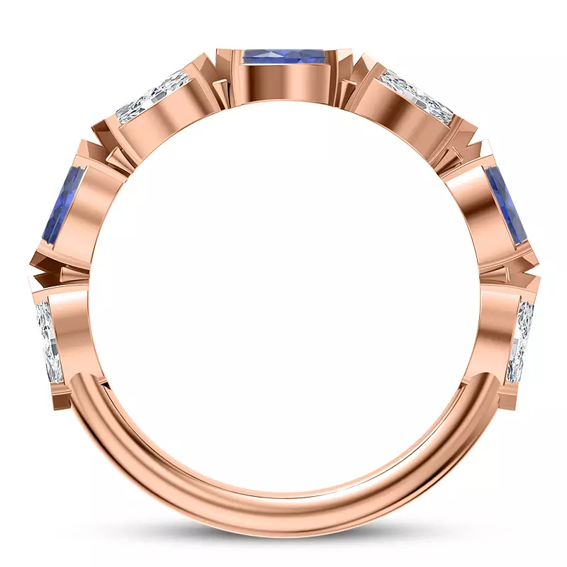 14K Rose Gold Ocean Sapphire And Diamond Band