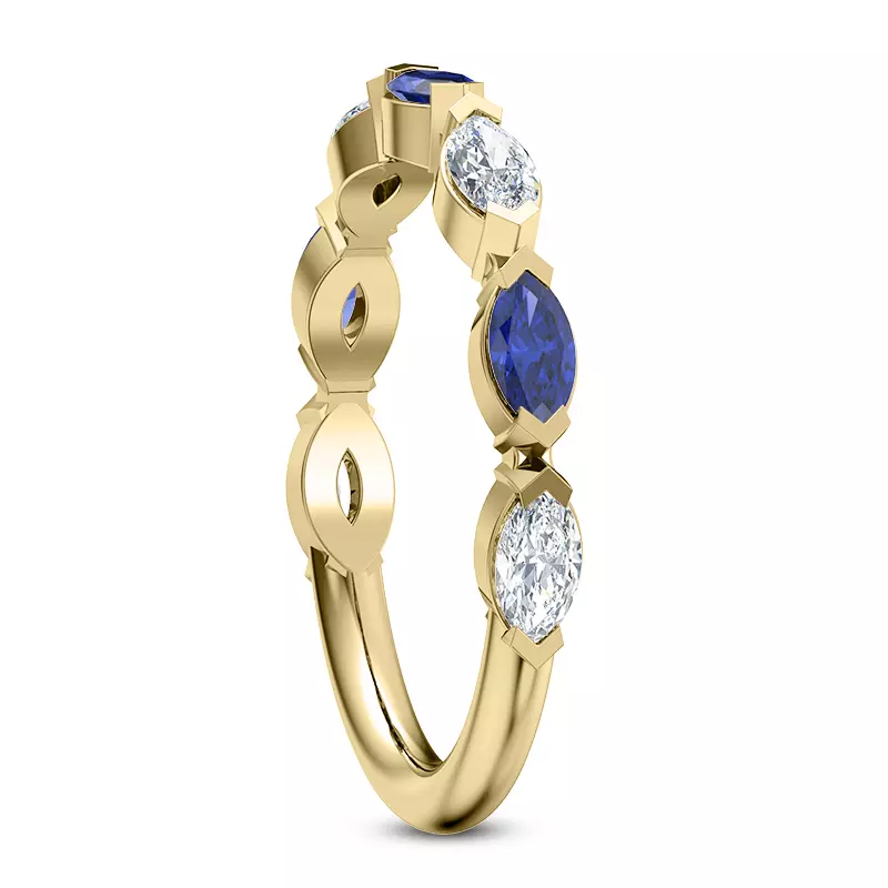 14K Yellow Gold Ocean Sapphire And Diamond Band